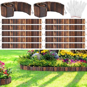 Bordure <span class=keywords><strong>de</strong></span> jardin en bois Bordure <span class=keywords><strong>de</strong></span> paysage en bois avec gants Barrière <span class=keywords><strong>de</strong></span> mauvaises herbes pour pelouse décorative Patio Allée Chemin Clôtures d'arbres - Product Image 4