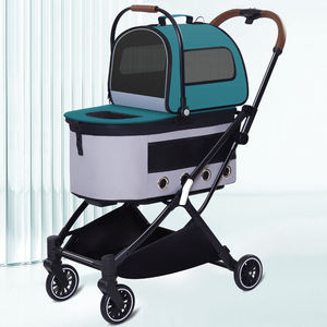 Lightweight 4-Wheel Pet Stroller <b>Foldable</b> and Portable Dog Cat Carriage with Transparent Pattern Travel Friendly Cat Dog Bag - Product Image 3