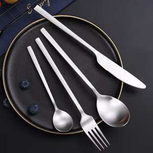Ensemble de couverts en acier inoxydable brossé mat argenté et plaqué or pour mariage, vente en gros - Product Image 4