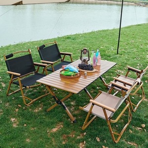 Facile da trasportare all'ingrosso portatile in legno di alluminio all'aperto Picnic campeggio pieghevole tavolo da pesca e sedia <span class=keywords><strong>set</strong></span> - Product Image 1