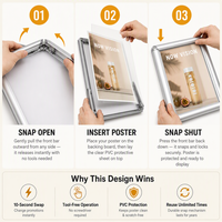 Stands Poster A-Frame Aluminium Lipat Dua Sisi Custom A0, Tahan Cuaca, Warna Perak
