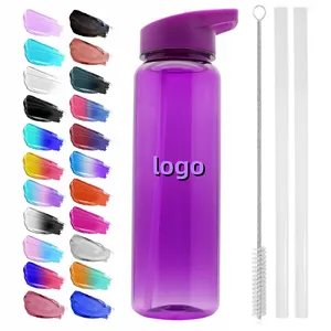 Wholesale Custom Logo Plastic Clear Frosted Water Bottle New Portable Transparent PS/PP/Silicone Plastic Water Bottle