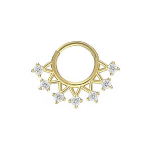 Anneau de piercing clicker en or massif 14 carats avec pierre de lune pour septum, tragus, hélix, cartilage, daith, conch, lèvre, nez, 16g - Product Image 5