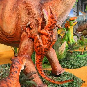 Scène de combat de dinosaures jurassiques : Shunosaurus contre trois Velociraptors, modèle animatronique, structure métallique extérieure pour centre commercial et école - Product Image 5