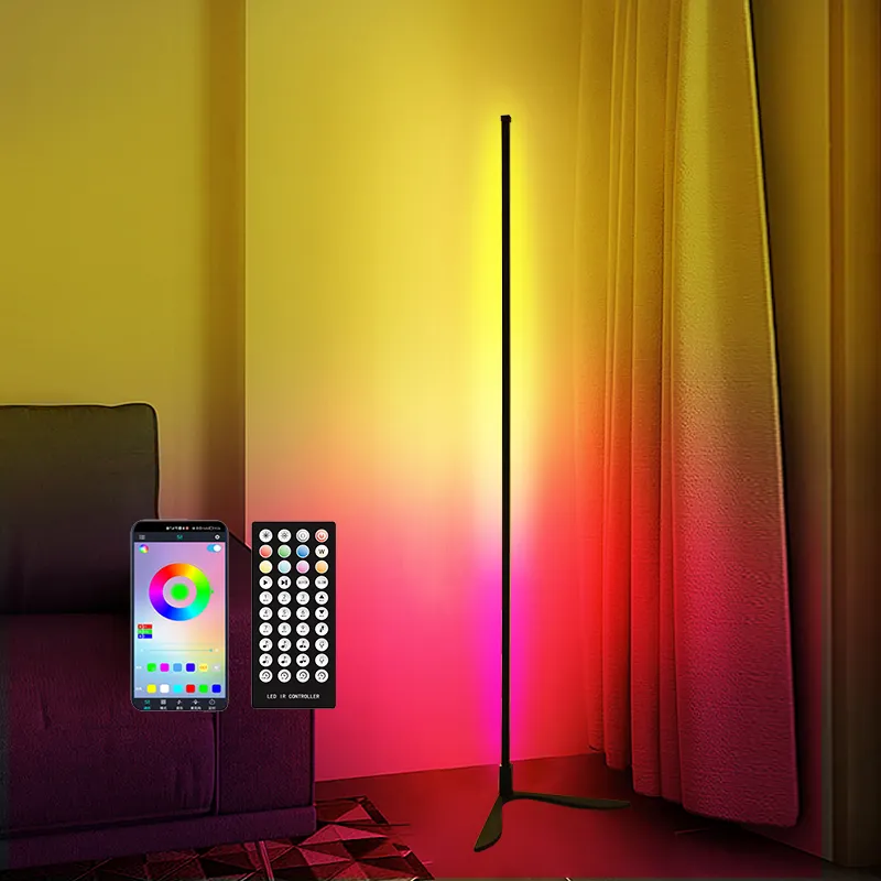 Lampu Lantai Minimalis LED Modern Nordik, Kualitas Tinggi Kustom Lampu Lantai Berdiri RGB dengan Remote Control Aplikasi Pintar