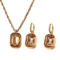 Chaude En Acier Inoxydable Chaîne Collier De Luxe Bijoux En Gros AAA Brillant Étanche Zircone Pendentif Boucles D'oreilles Collier Ensemble de Bijoux