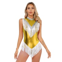Vêtements de danse sur scène Body sans manches à franges pour paillettes Justaucorps Performance Wear Robe de danse latine Femmes
