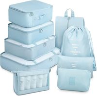 Lot de 9 cubes de rangement de voyage légers et tendance avec fermeture éclair pour vêtements et chaussures