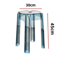 Tabouret en plastique acrylique transparent, style moderne minimaliste épaissi, empilable