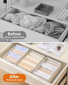 Cotton Linen Multi-Grid Storage <b>Box</b> 6/7/20 Grids Underwear <b>Socks</b> Household Wardrobe Organization Closet - Product Image 3