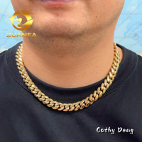 Chaîne cubaine de luxe en or massif 14 carats 12 mm AU585, bijoux hip-hop, collier chaîne cubaine Miami pour hommes