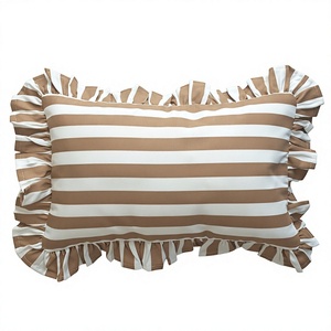 Ruffled Bohemian Cotton Striped Ruffle Flange Pillow Covers Decorative Frill Ruffled <b>Throw</b> Pillow Boho Designer Pillow By ITHL - Product Image 1
