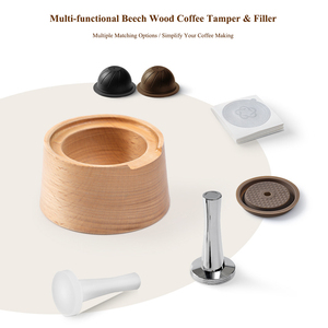 Cápsula de Café Reutilizable con 100 Sellos de Papel de Aluminio y Prensador de Polvo de Madera de Haya para Máquinas de Espresso - Product Image 1