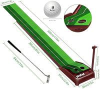 Tapis de putting de golf d'usine avec retour de balle, 2 trous, équipement d'entraînement de mini-golf pour la maison, le bureau, la cour, l'intérieur et l'extérieur