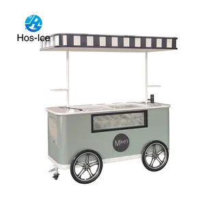 定制推硬冰淇淋推车冰棒推车带展示柜价格优惠的推车冰淇淋