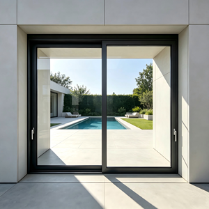 Porte coulissante minimaliste Deioux avec cadre en aluminium et double vitrage pour terrasse extérieure – Prix de gros direct usine - Product Image 1