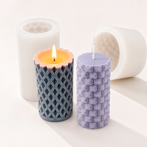 Moule en silicone pour bougie parfumée à texture nid d'abeille cylindrique faite à la main, <span class=keywords><strong>diffuseur</strong></span> de parfum 3D, moule en plâtre pour chocolat - Product Image 2