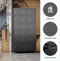 Casier en acier de style moderne à 18 portes avec plusieurs compartiments et serrure à clé, personnalisation disponible, vente directe d'usine