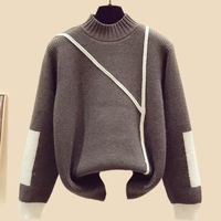 Ensemble tricoté 2 pièces décontracté col rond coupe régulière en laine/cachemire pour femme, pull long anti-boulochage, couleur hiver, vente en gros
