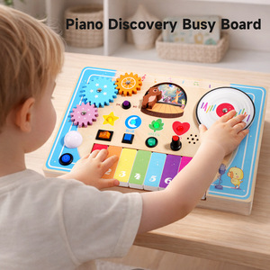 Piano en bois Montessori en gros, planche d'activités de découverte, jouet musical DJ avec lumières LED, jouets éducatifs pour enfants - Product Image 2