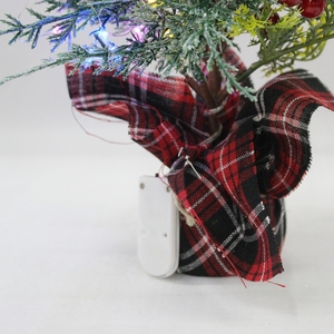 Vente en gros Mini sapin de Noël artificiel de 15.7 pouces Lumières LED Bassin inférieur en lin grossier en ciment solide - Product Image 3