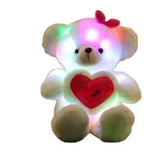 아름다운 Led 조명 테디 베어 박제 동물 플러시 장난감 다채로운 빛나는 곰 크리스마스 선물 맞춤형 음악