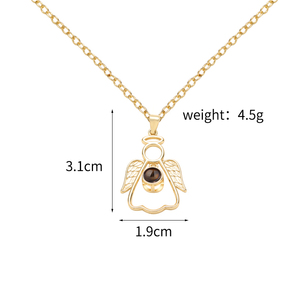 Gioielli alla Moda, Collane con Ciondolo <span class=keywords><strong>Angelo</strong></span> Personalizzato con Proiezione Foto, Zirconi, Placcato Oro 18K, Trendy, per Feste, <span class=keywords><strong>Ti</strong></span> <span class=keywords><strong>Amo</strong></span> - Product Image 5