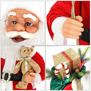 تمثال سانتا كلوز متحرك بحجم طبيعي 150 سم، يغني ويرقص، ديكور عيد الميلاد فاخر قابل للطي من المصنع - Product Image 4