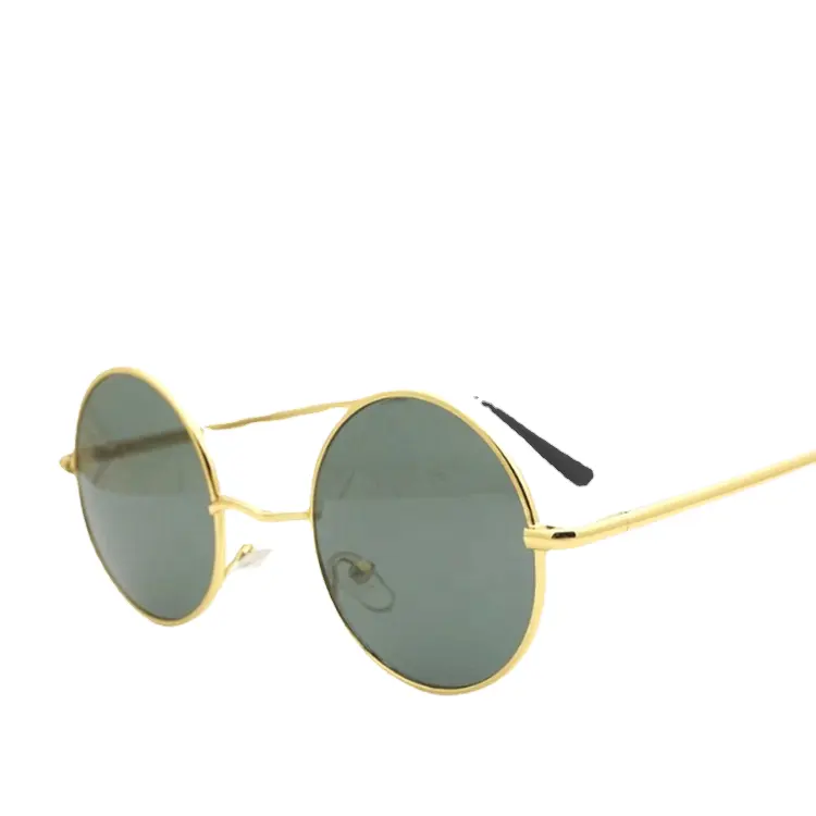 newest design your own high end oem Fashion round frame Metal Gold sunglasses