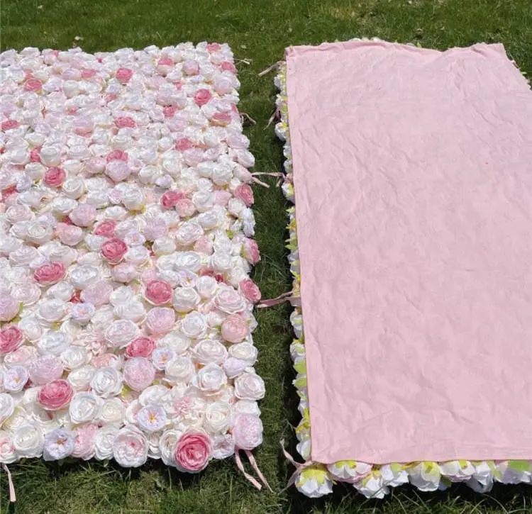 Customized 3D Photography Stage Backdrop Artificial Silk Rose cheap Flower wall For wedding party Decoration