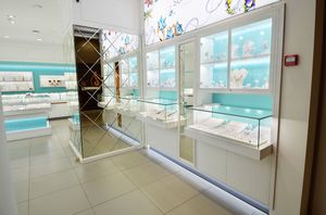 Vitrine de présentation de bijoux bleu Tiffany, style moderne et jeune, idée de conception de boutique de bijoux, vitrine de présentation de bijoux à vendre - Product Image 2