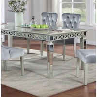 Table à manger argentée avec miroir feuille Accent Design contemporain 1pc Glam Table meubles de salle à manger