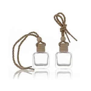 Purificador de aire de coche de cristal con tapa de madera de 5ml a 15ml, botella de Perfume colgante, forma cuadrada con tapón de rosca, difusor de Perfume para coche - Product Image 4