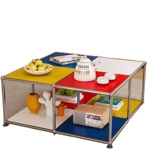 Glass <b>Coffee</b> <b>Table</b> Square With Storage Living Room Modern Design Stainless Steel Frame Instagram Style - Product Image 5