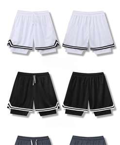 Pantalones de baloncesto informales de verano para hombre, pantalones cortos deportivos de secado rápido de doble capa, ropa exterior tejida transpirable, cintura media para correr para adultos - Product Image 5