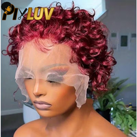 Perruques Courtes en Gros Cheveux Humains Lace Front Sans Colle HD, Perruques Pixie Bouclées en Cheveux Humains, Perruques Coupe Pixie Cheveux Naturels