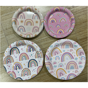 لوازم حفلات استحمام الأطفال بألوان قوس قزح وبوهو عيد ميلاد وأطباق ورقية ومناديل <span class=keywords><strong>8</strong></span> ضيوف - Product Image 4