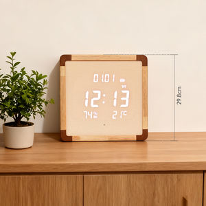 شريط ديكور المنزل ميتزفه هدية إنذار درجة الحرارة لوحة كبيرة شاشة كبيرة ساعة كهربائية MDF الجدار جبل Led ساعة رقمية - Product Image 2