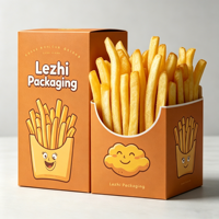 Boîte d'emballage alimentaire jetable personnalisée et mignonne pour la restauration rapide, boîte en papier pour frites, hamburgers, boîte pour sauce à tremper pour frites