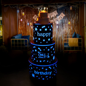 Multifunctional Birthday Cake Cart With <b>Led</b> <b>Lights</b> For Party Decoration Reusable Commercial Use <b>Round</b> Shape - Product Image 2