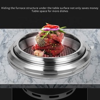 Four commercial de barbecue à charbon de bois coréen de 295mm à Double cercle anti-éclaboussures avec échappement de fumée supérieur