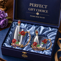 Service à thé de luxe en verre épais résistant à la chaleur, compatible lave-vaisselle, sans BPA, avec théière, tasse à café, cuillère et coffret cadeau pour femme, idéal pour mariage