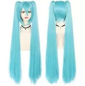 Nuevo Lanzamiento: Peluca de Fibra Sintética de Alta Temperatura, Larga, Lisa y Ondulada, con Red de Rosas, Doble Pinza, Azul <span class=keywords><strong>Miku</strong></span> <span class=keywords><strong>Cosplay</strong></span>, 180% de Densidad, para Halloween - Product Image 4