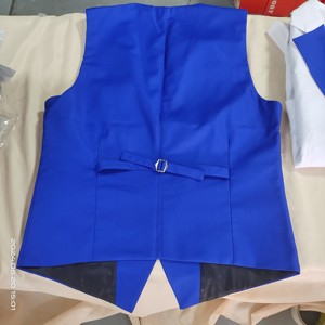 Abito da uomo bicolore 3 pezzi su misura per testimone o sposo, smoking slim fit in jacquard con giacca, gilet e pantaloni - Product Image 4