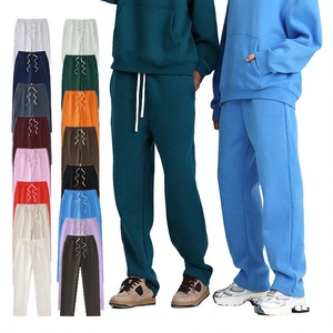 Custom Vintage Acid Wash Eco-Friendly Breathable Fleece Straight Flat Mid Waist Heavyweight Baggy Zipper Fly <b>Jogger</b> OEM Service - Product Image 2
