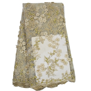 Phi Nigeria thêu Handmade Đính cườm ren <span class=keywords><strong>sequin</strong></span> vải chất liệu cho áo cưới bán buôn - Product Image 4