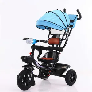 Montar en coche para niños, instalación de una sola tecla con asiento de cuero giratorio, triciclo para bebé