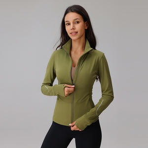 Giacca da Donna con Zip Intera, Leggera, Aderente, con Fori per i Pollici, Stampa Riflettente Personalizzata, per Palestra, Allenamento, Corsa Notturna e Yoga - Product Image 2