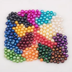 Perles d'eau douce en vrac, de forme ronde, sans trou, 14 couleurs, 3 à 4mm, vente en gros, 50 pièces