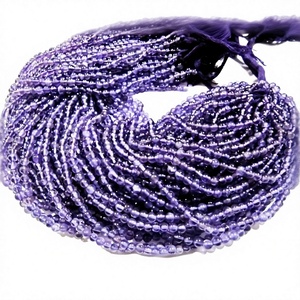 Cuentas de Amatista Natural Genuina, Redondas, Lisas, de 4-5 mm, Vendidas por Hilo de 13 Pulgadas - Product Image 1